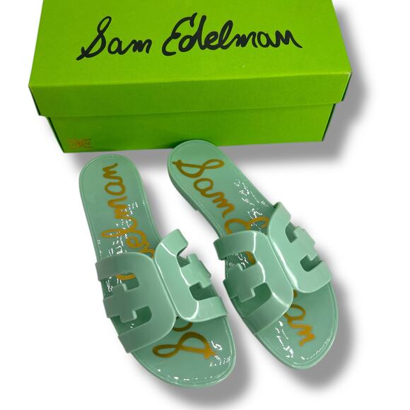 NEW Sam Edelman Mint Jelly Sandals Size 6 Green Blue Seafoam Slides Flats NWT - Picture 1 of 10